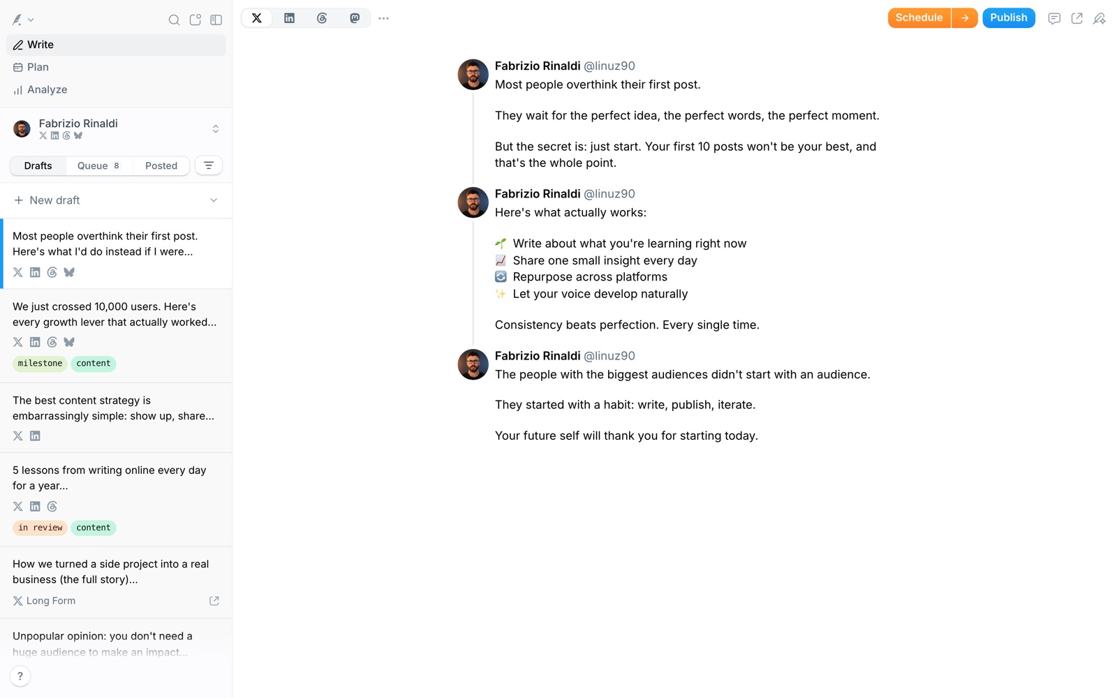 Typefully homepage: the best social media tool for creators and businesses